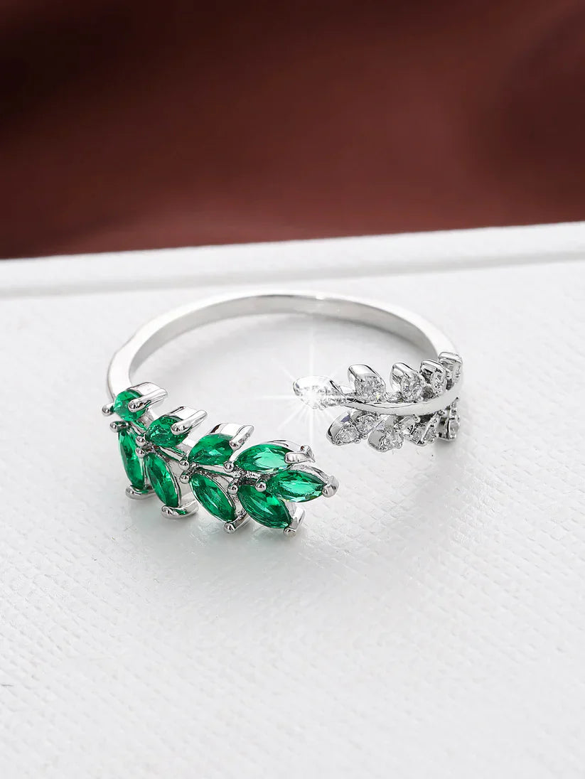 Bague Antique Feuille Verte
