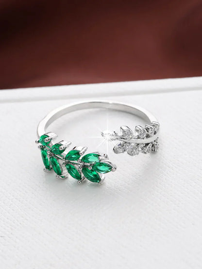 Bague Antique Feuille Verte