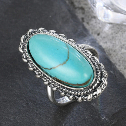 Bague Statement en Argent Sterling Vintage avec Turquoise