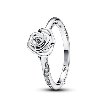 Bague Vintage en Argent Sterling Rose en Fleur