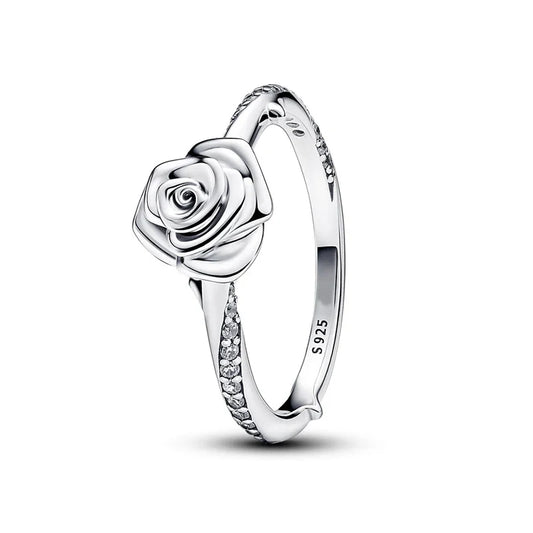 Bague Vintage en Argent Sterling Rose en Fleur