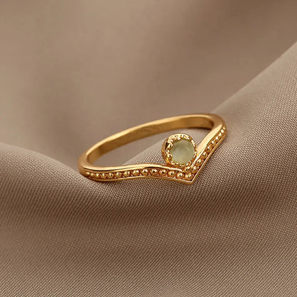 Bague Couronne Opale Goutte d'Eau en Or Élégant