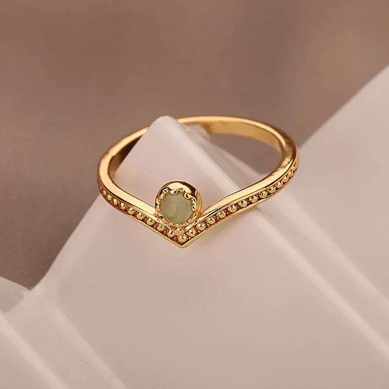 Bague Couronne Opale Goutte d'Eau en Or Élégant