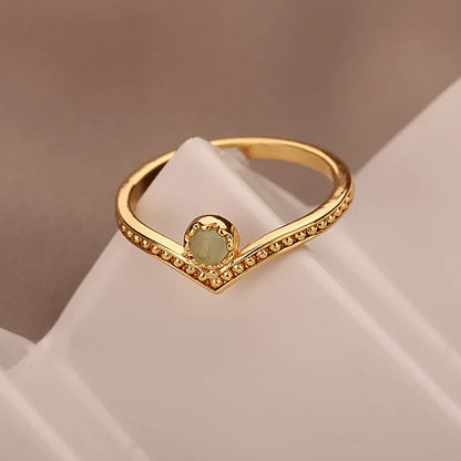 Bague Couronne Opale Goutte d'Eau en Or Élégant