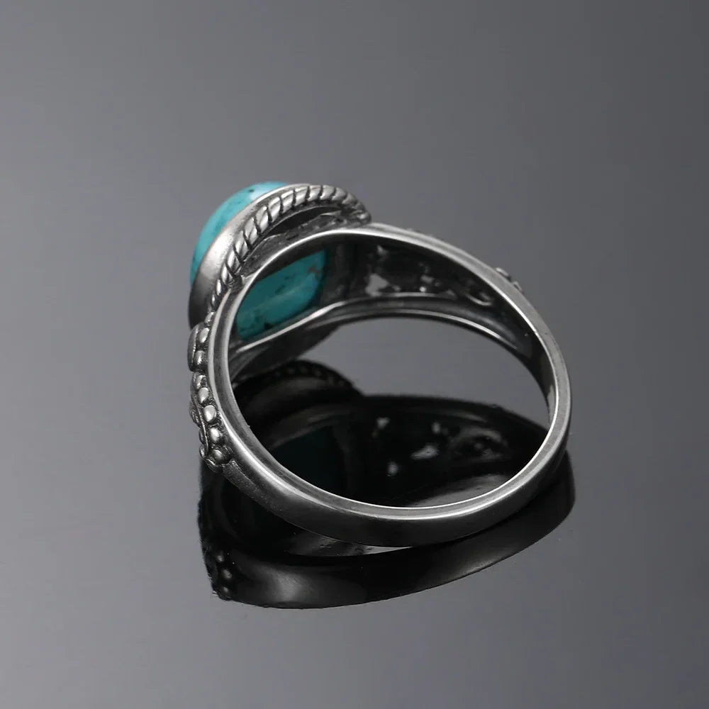 Bague Ovale en Argent Éternel avec Turquoise