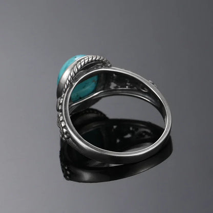 Bague Ovale en Argent Éternel avec Turquoise