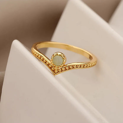 Bague Couronne Opale Goutte d'Eau en Or Élégant