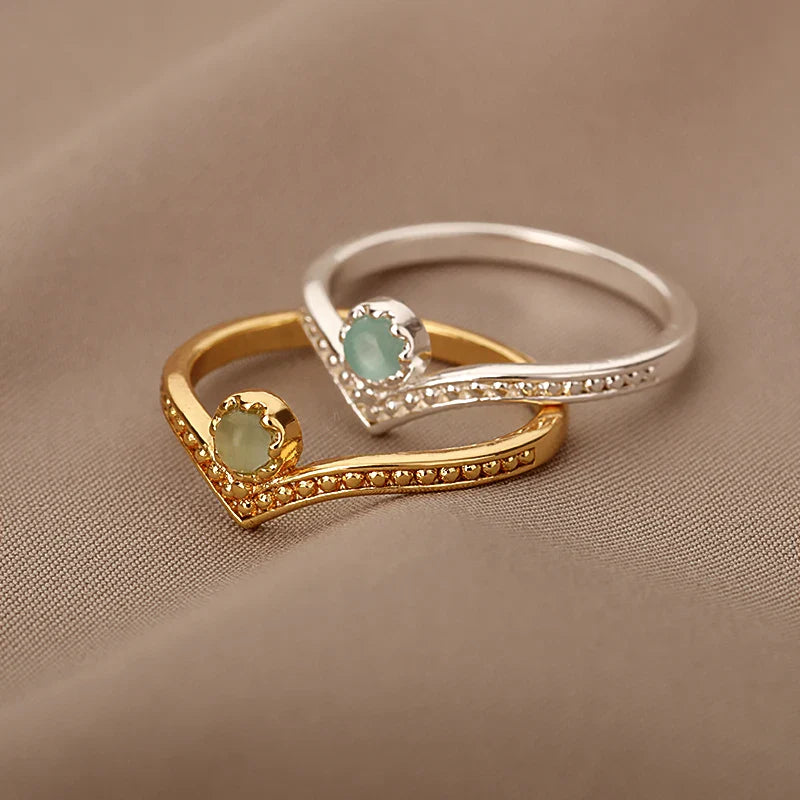 Bague Couronne Opale Goutte d'Eau en Or Élégant