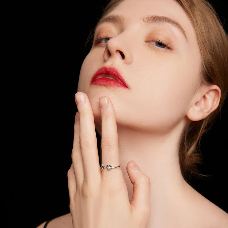 Bague Argentée Ajustable avec Zirconia & Émail