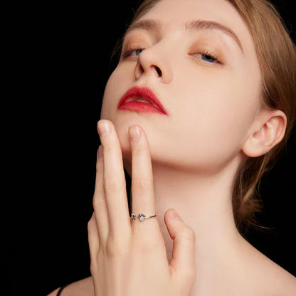 Bague Argentée Ajustable avec Zirconia & Émail