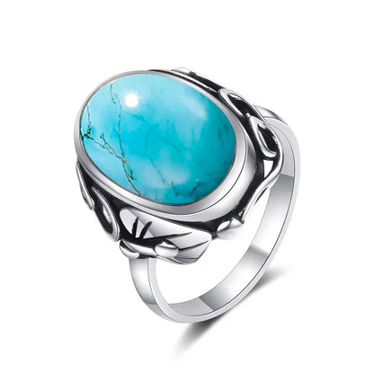 Bague Statement en Argent Sterling Vintage avec Turquoise