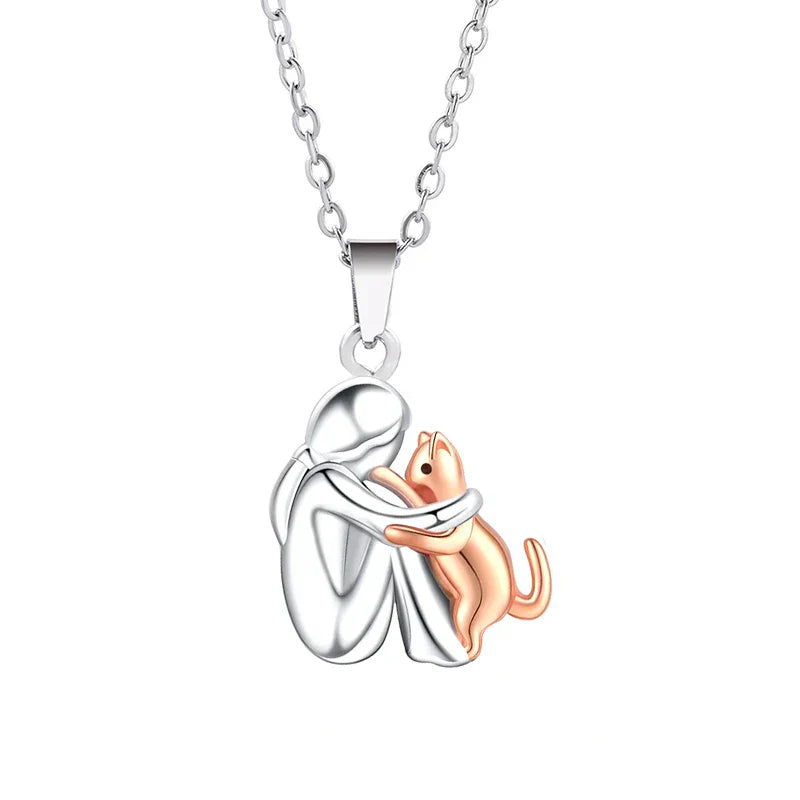 Collier avec pendentif Chat Étreinte