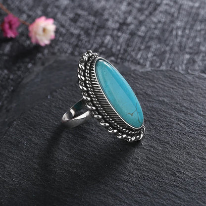 Bague Statement en Argent Sterling Vintage avec Turquoise