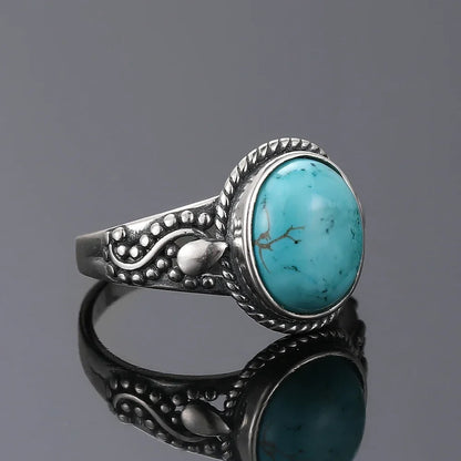 Bague Ovale en Argent Éternel avec Turquoise