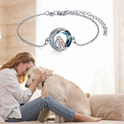 Bracelet porte-bonheur ajustable en argent sterling 925 avec motif en forme de chien