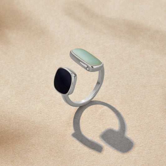 Bague en Argent avec Enveloppement d'Aigue-Marine