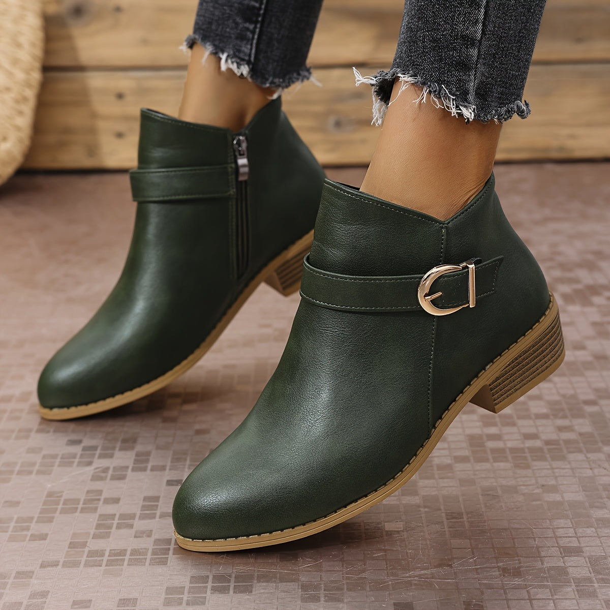Amélina | Comfortable Buckle Ankle Boots for Sensitive Feet