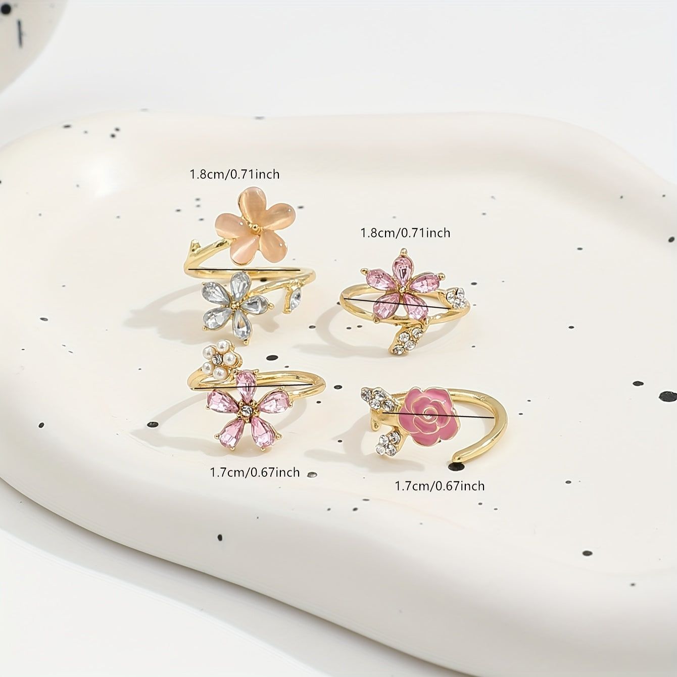 Ensemble de bagues en alliage avec strass et perles