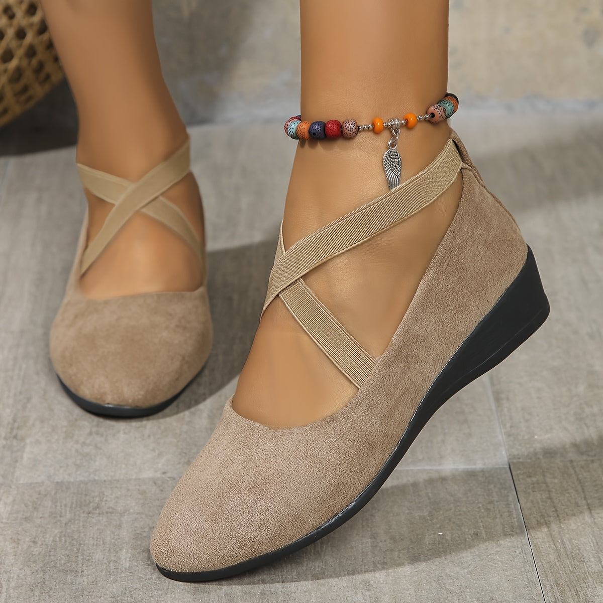 Élise | Cross Strap Ballerinas for Refined Comfort