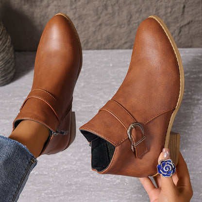 Amélina | Comfortable Buckle Ankle Boots for Sensitive Feet