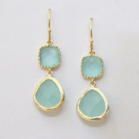 Boucles d'oreilles vintage en turquoise et pierre de lune