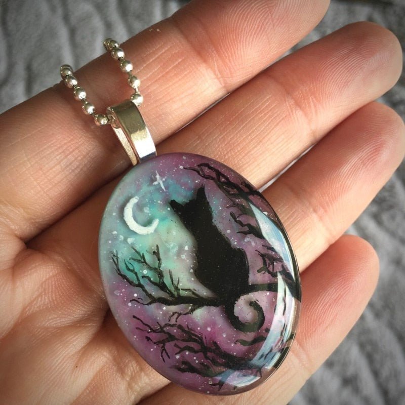 Collier avec chat “La nuit étoilée”